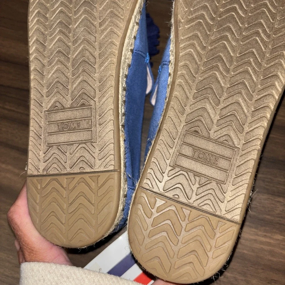 TOMS x Clare V. Sz 8 Deconstructed Alpargata Denim Tassel Espadrille Flats